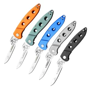 Tonife CKT6133 Gecko Interchangeable Blades Folding Knife, Outdoor Folding Knife Stainless Steel Blades and 5pcs Interchangeable Blades #60A, EDC Pocket Knife for Camping Survival Fishing