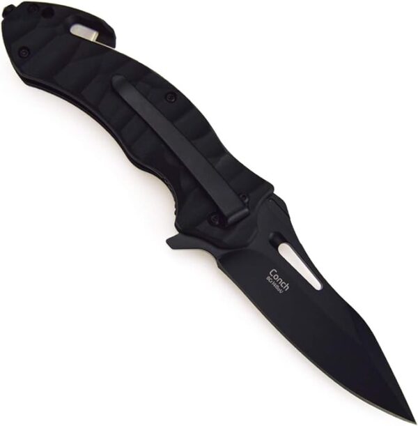 51Ib3vTS3PL._AC_SX679_ Harnds CK6115 Conch Multifunction Folding Knife with 8Cr14MoV Stainless Steel Blade Pocket Knife with Glass-Filled Nylon Handle Glass Breaker Belt Cutter and Pocketclip