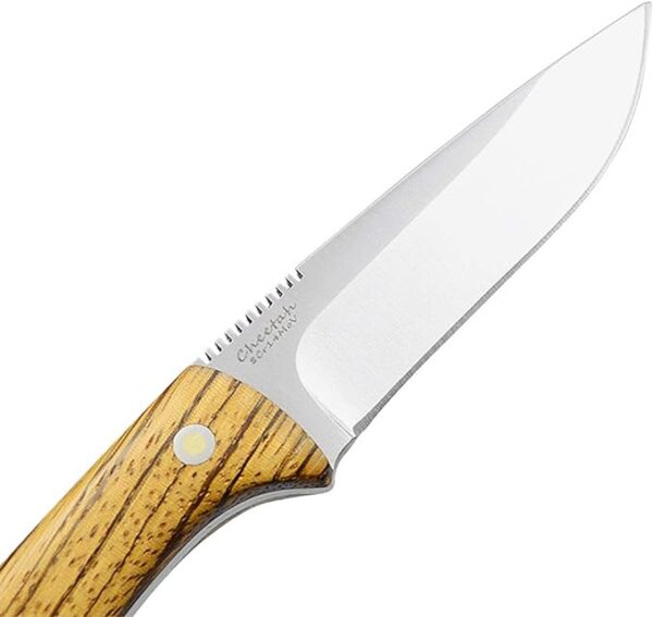 Harnds Cheetah HK3118 Fixed Blade Knife with 8Cr14MoV Steel Blade Zebra Wood Handle Leather Sheath