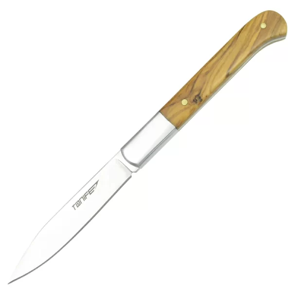 1 Tonife HKT3103 Gent Fixed-blade Knife with 5Cr15MoV Stainless Steel Blade Peeling Knife with Olive Wood Handle & Kydex Sheath
