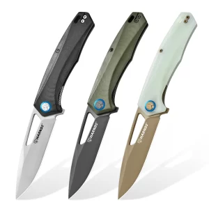 Harnds CK9183 Mizar Drop Point Blade EDC Knife with Pocket Clip for Men, D2 Blade, G10 Handle, Outdoor Survival Camping Knives