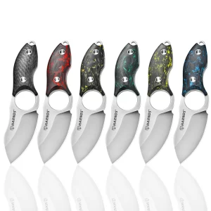 Harnds HK2024 Special Edition Eggplant Fixed Blade Knife Full Tang Knife Neck Knife EDC Knife with N690 Steel Blade and Lightweight Carbon Fiber Handle for Fishing ,Camping and Skinning