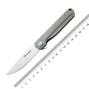 Harnds Wind Ti CK9200TiGY-S Pocket Knife Flipper with BOHLER M390 Steel Blade and 6AL4V Titanium Handle Folding Knife Ball Bearing with 2-Position Clip for Camping Survival and EDC