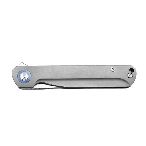 Harnds Wind Ti CK9200TiGY-S Pocket Knife Flipper with BOHLER M390 Steel Blade and 6AL4V Titanium Handle Folding Knife Ball Bearing with 2-Position Clip for Camping Survival and EDC