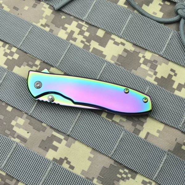 Boker Magnum Rainbow II Frame Lock Folding Knife with Half-serrated Blade for Camping, Hiking and Outdoor Survival