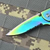 Boker Magnum Rainbow II Frame Lock Folding Knife with Half-serrated Blade for Camping, Hiking and Outdoor Survival